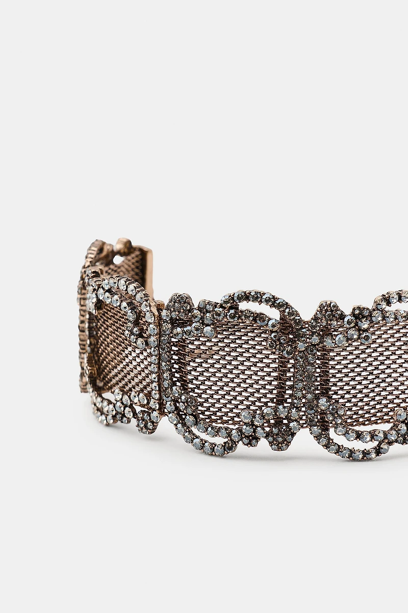 COLLIER RAS-DU-COU MAILLE À BRILLANTS