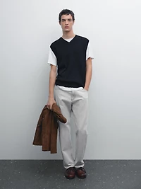 Veste sans manches en maille à col V