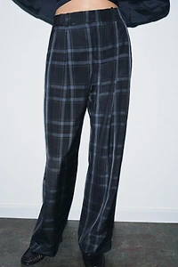ZW COLLECTION PLAID WIDE LEG PANTS