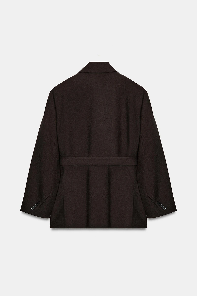 100% WOOL BELTED BLAZER ZW COLLECTION LIMITED EDITION