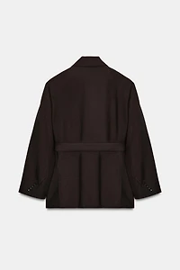 100% WOOL BELTED BLAZER ZW COLLECTION LIMITED EDITION