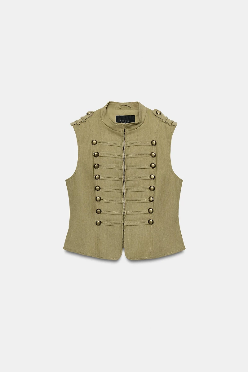 COTTON MINI-BUTTON VEST