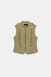 COTTON MINI-BUTTON VEST