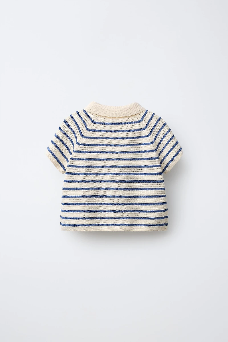 STRIPED KNIT POLO SHIRT