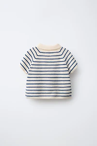 STRIPED KNIT POLO SHIRT