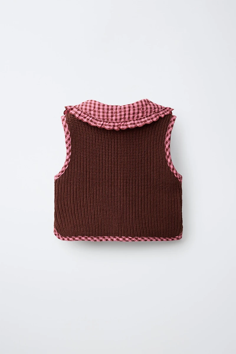REVERSIBLE GINGHAM KNIT VEST