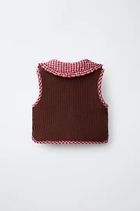 REVERSIBLE GINGHAM KNIT VEST