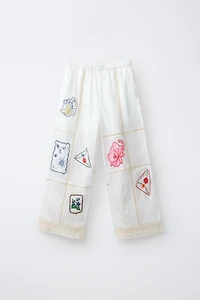 PANTALON DROIT BRODÉ PATCHWORK