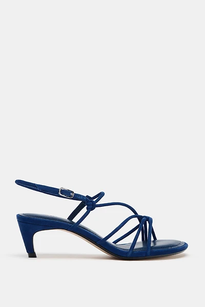 LEATHER HEELED SANDALS WITH KNOTS
