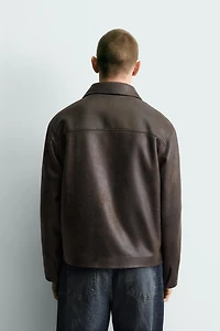 WASHED FAUX LEATHER JACKET