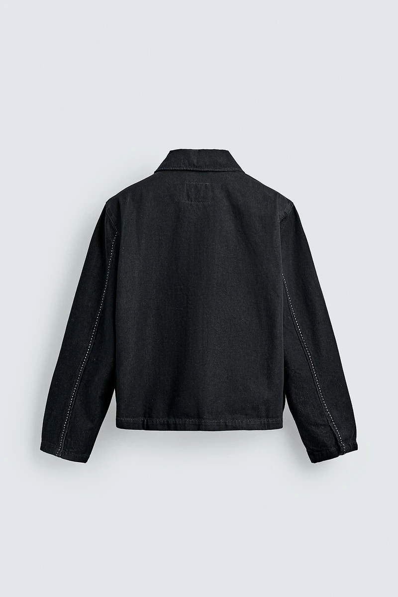 CONTRAST TOPSTITCH DENIM JACKET