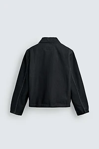 CONTRAST TOPSTITCH DENIM JACKET