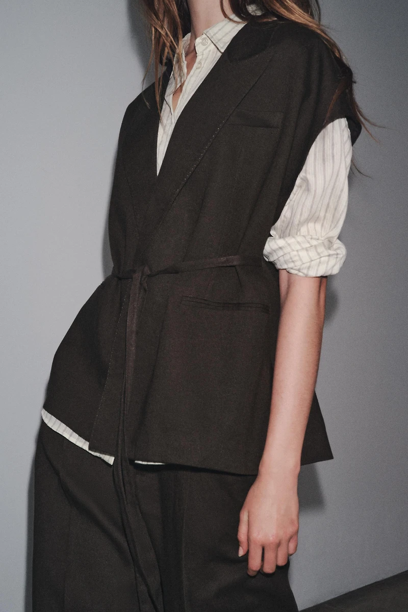ZW COLLECTION DOUBLE BREASTED LINEN VEST