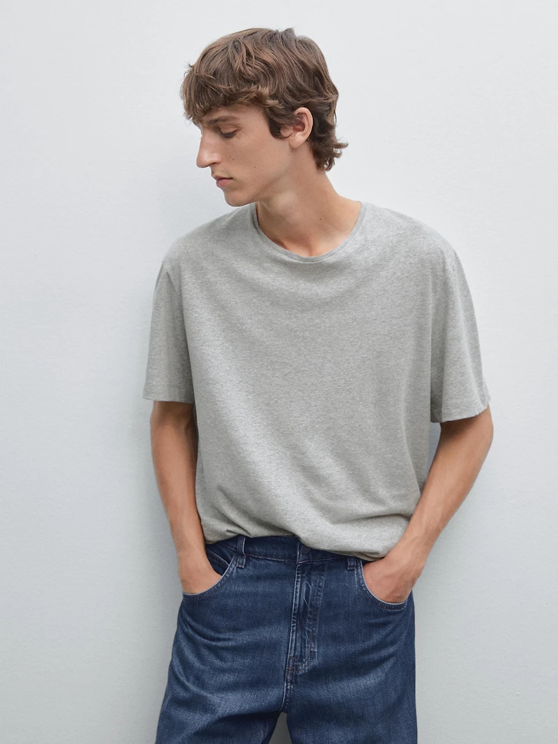 T-shirt chiné lin et coton