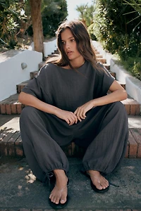 PANTALON BAGGY À TAILLE ÉLASTIQUE