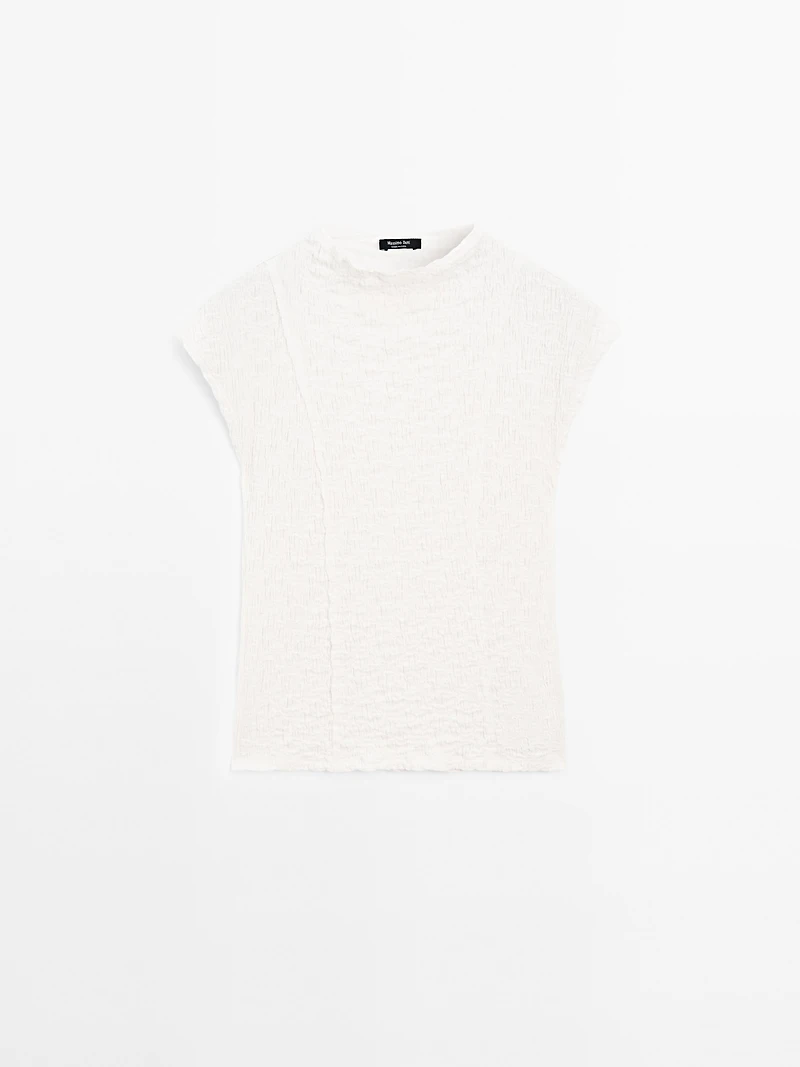 Sleeveless top with gathered detail