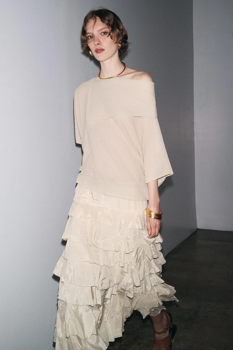 ZW COLLECTION RUFFLED MIDI SKIRT