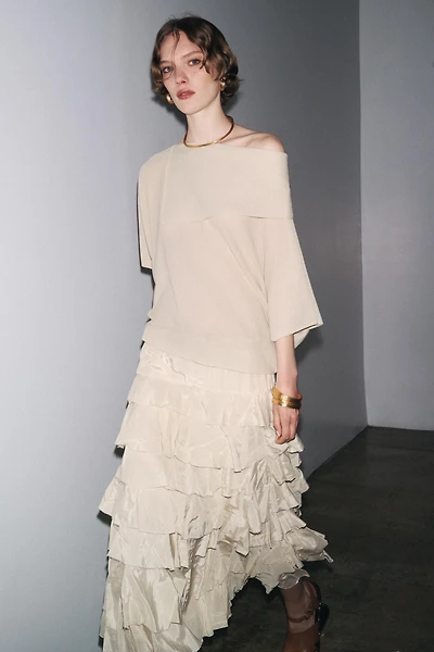 ZW COLLECTION RUFFLED MIDI SKIRT