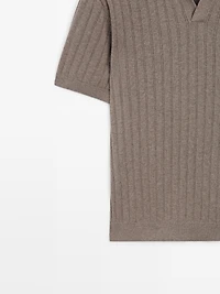 Cable-knit polo sweater