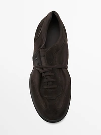 Tennis croûte de cuir semelle contrastante