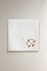 LIBRA EMBROIDERED LINEN NAPKIN | MARISA BERENSON