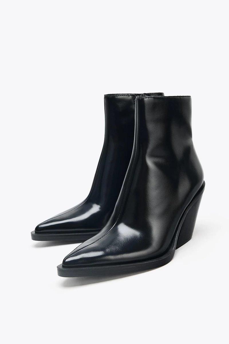 COWBOY HEELED ANKLE BOOTS
