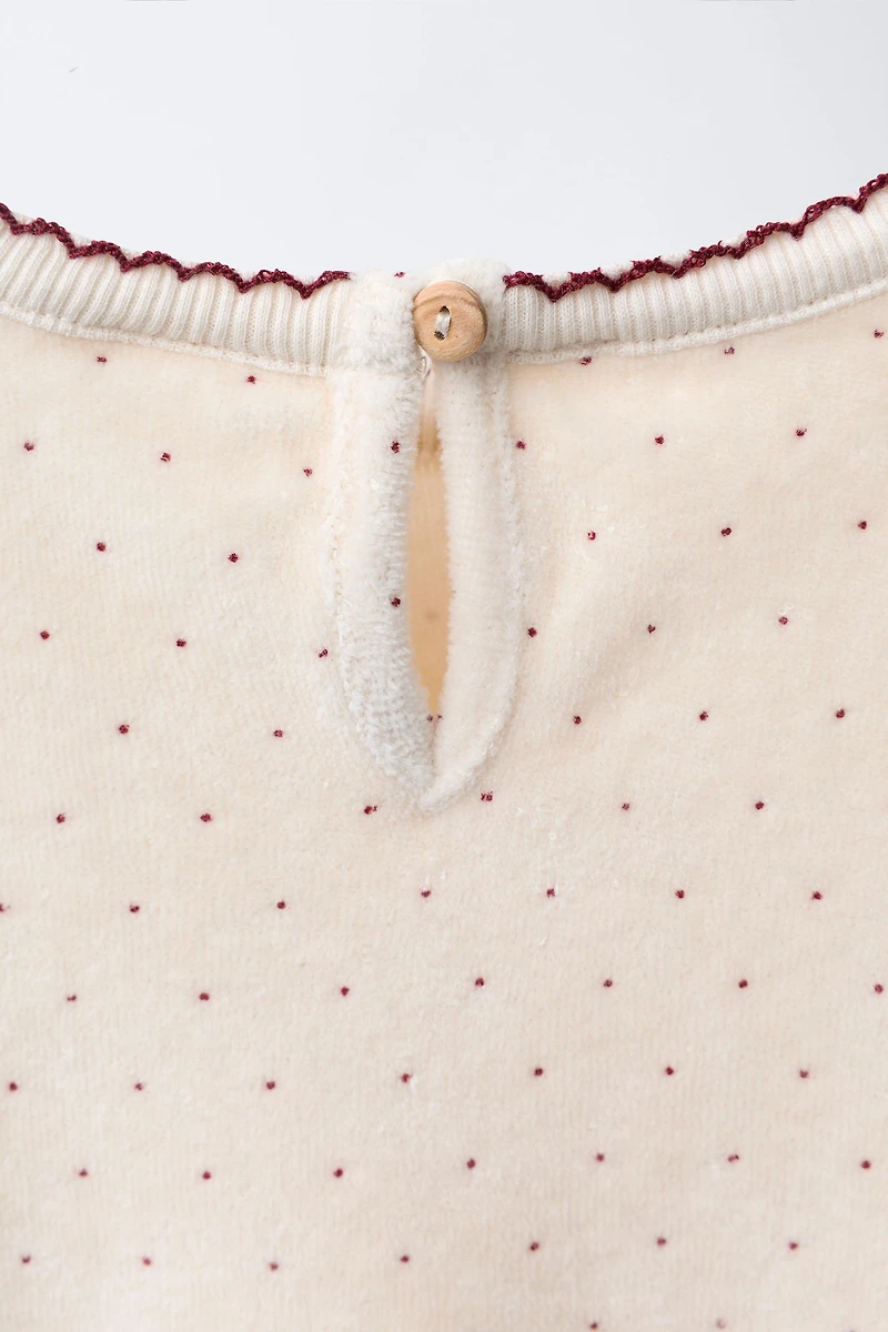 POLKA DOT VELVET SWEATSHIRT