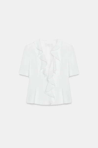 RUFFLED SHORT SLEEVE BLAZER