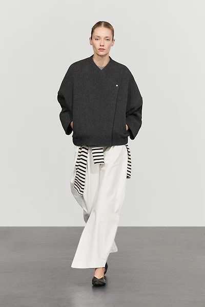 Wool blend bomber jacket