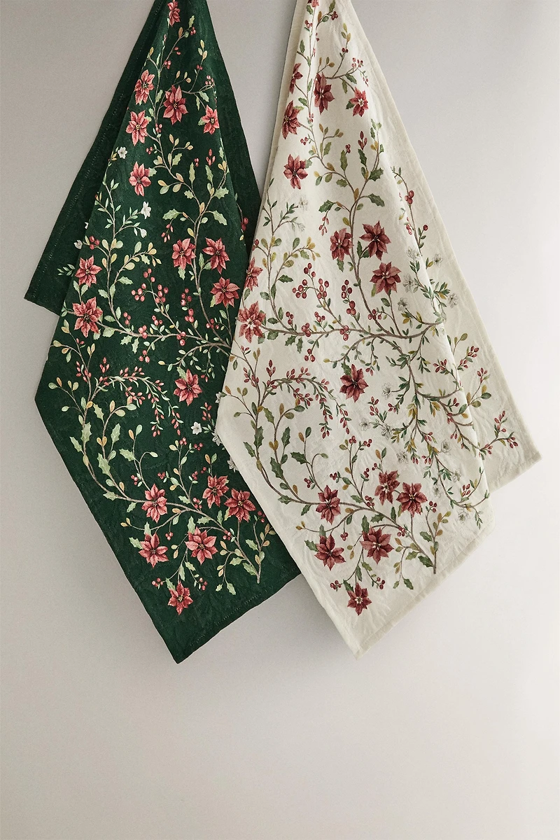 SET OF CHRISTMAS JACQUARD COTTON KITCHEN TOWELS (SET OF 2)