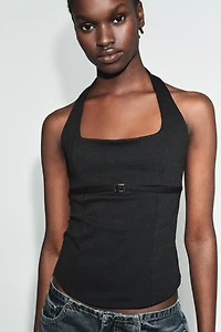 INTERLOCK HALTER TOP