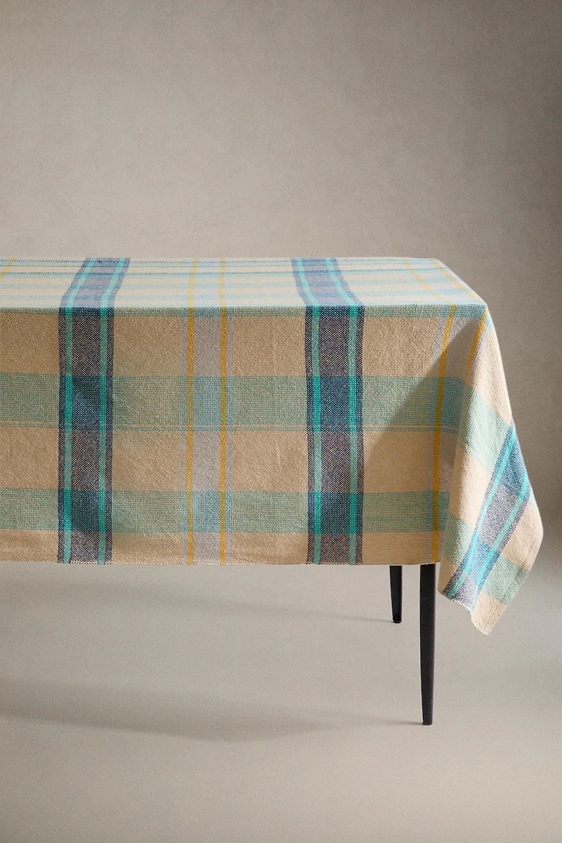 DYED THREAD CHECK TABLECLOTH