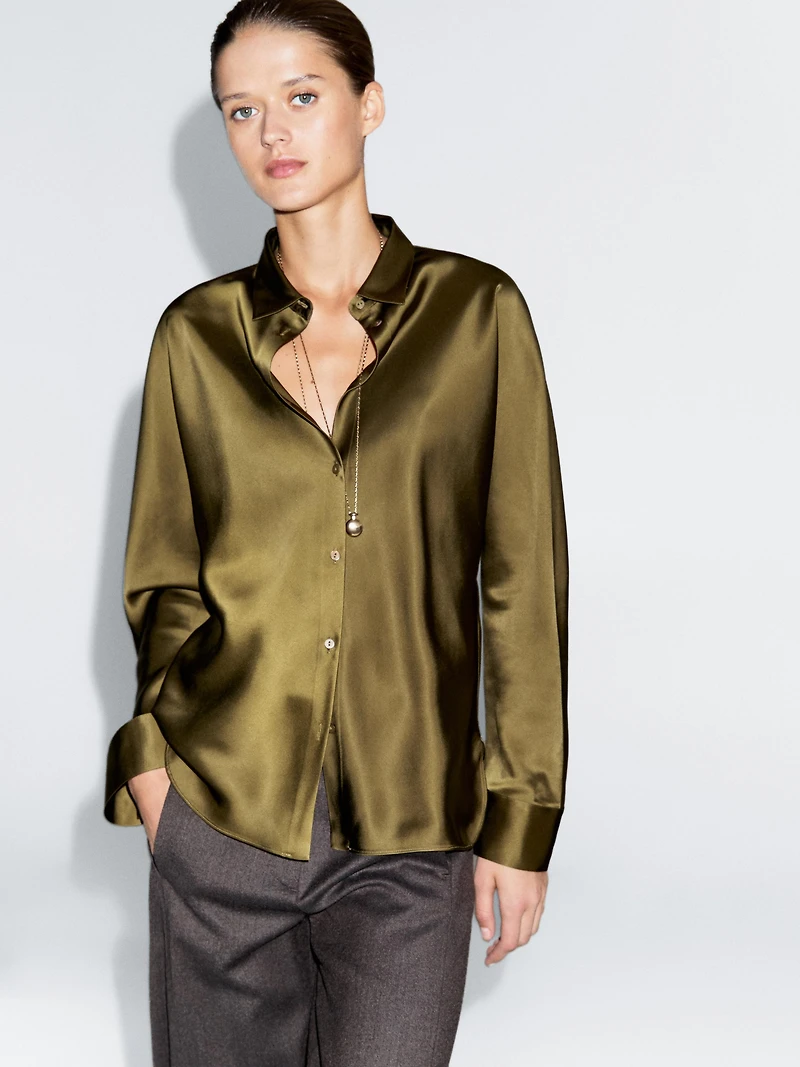Satin shirt with batwing sleeves