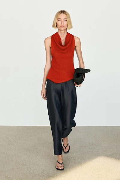 Pantalon avec bas froncé