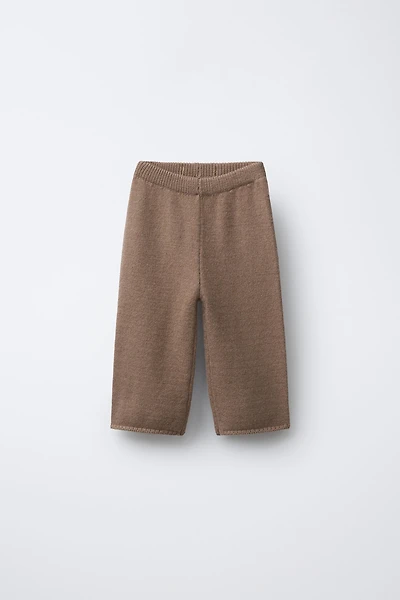 WOOL BLEND CULOTTE KNIT PANTS