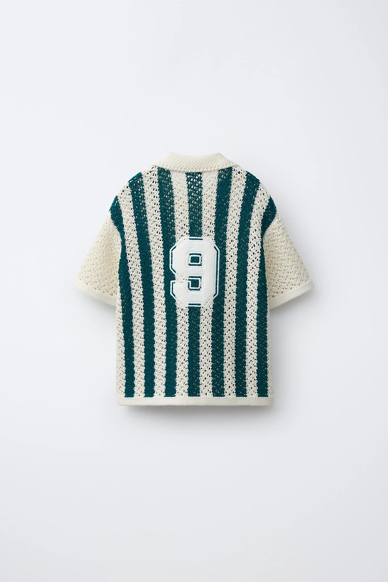 STRIPED KNIT POLO SHIRT