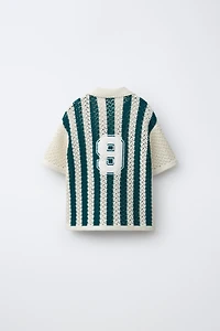STRIPED KNIT POLO SHIRT