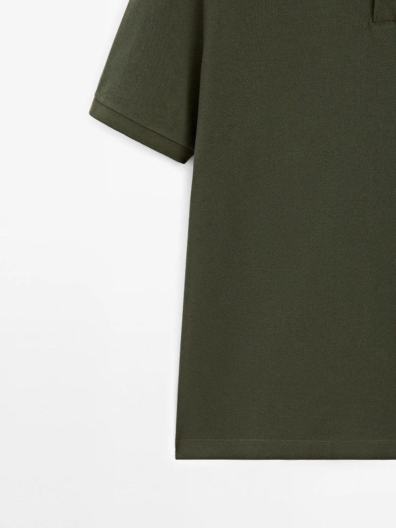 Micro textured piqué cotton polo shirt