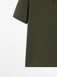 Micro textured piqué cotton polo shirt