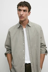 Regular fit striped poplin shirt