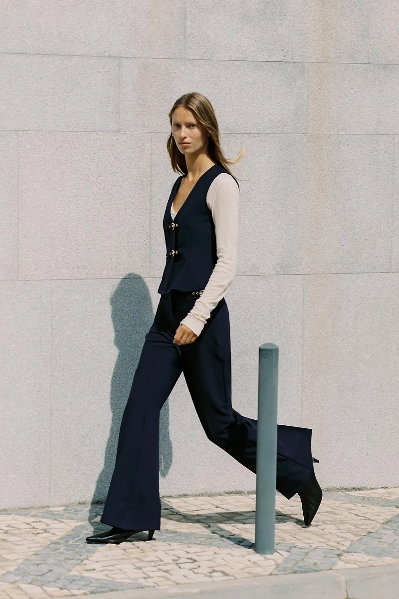 BUCKLED FLARE PANTS