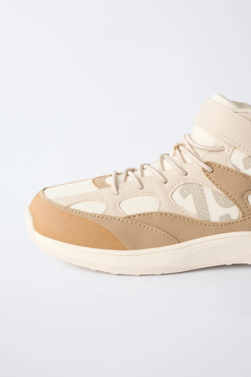 CONTRAST HIGH-TOP SNEAKERS