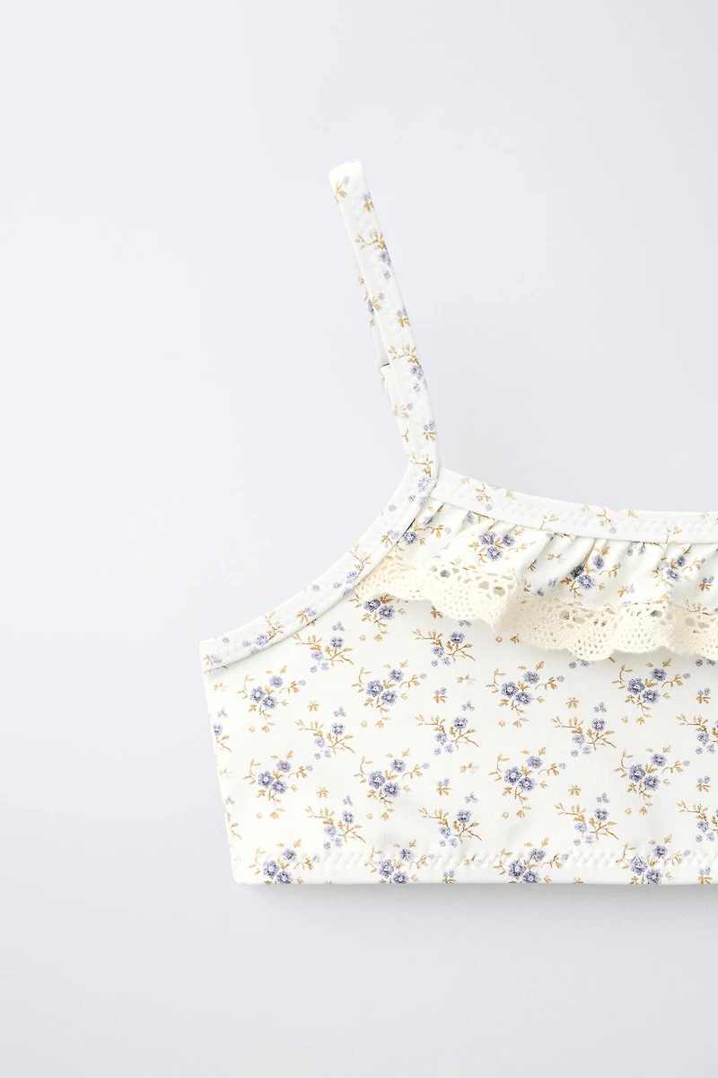 AGES 6–14: FLORAL LACE-TRIM BIKINI