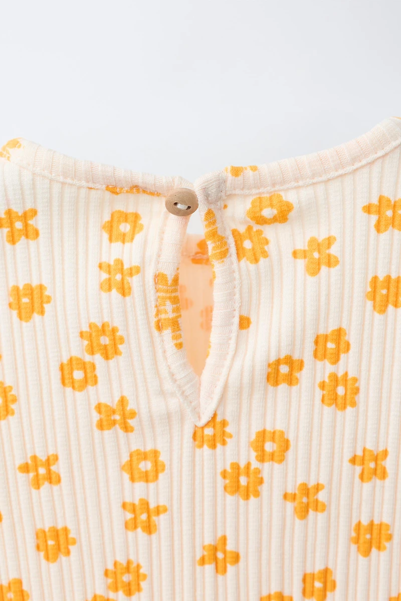 RIB FLORAL T-SHIRT