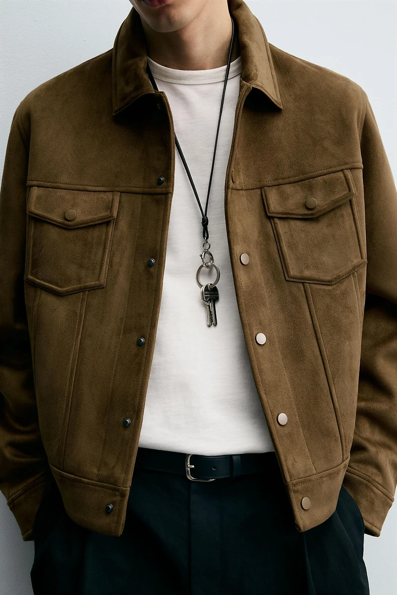 VESTE EFFET DAIM REGULAR FIT