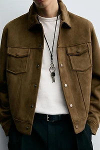 VESTE EFFET DAIM REGULAR FIT