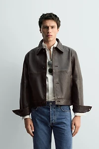 CROPPED FIT LEATHER JACKET