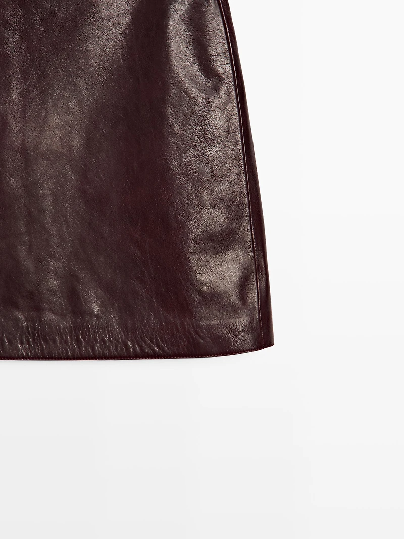 Short nappa leather skirt