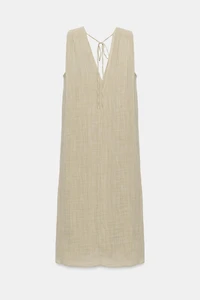 WRINKLED EFFECT GAUZE MIDI DRESS