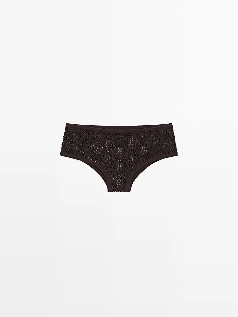 Cotton blend culottes with openwork detail